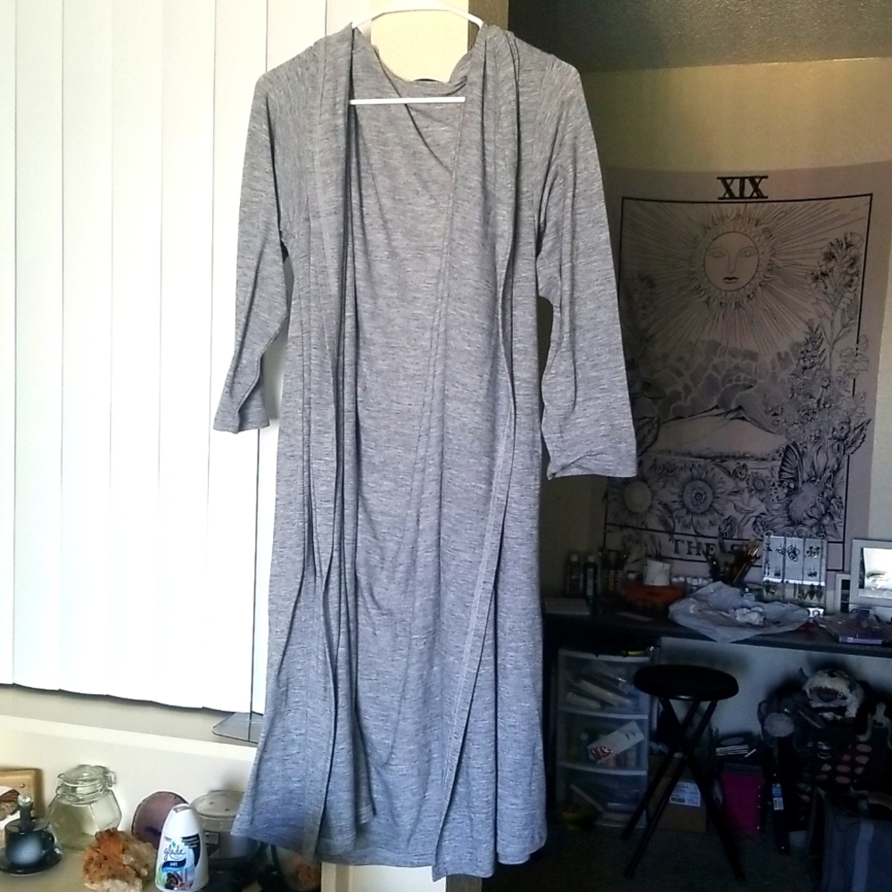 Extra Long Gray Cardigan